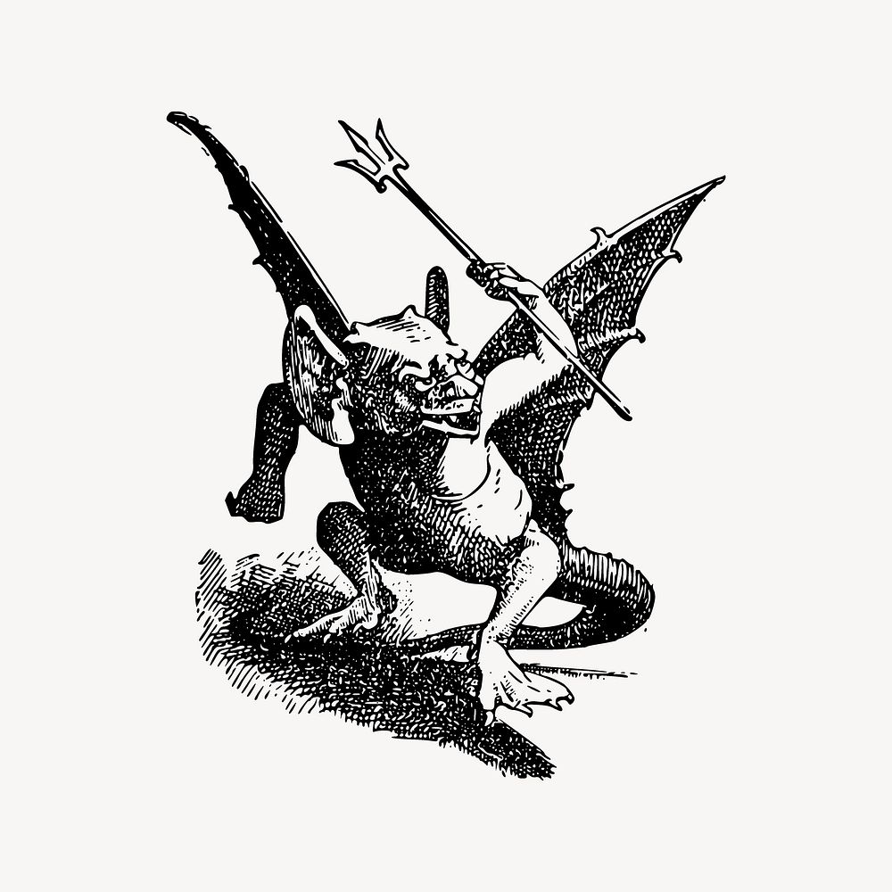 Demon goblin clipart, illustration vector. Free public domain CC0 image.