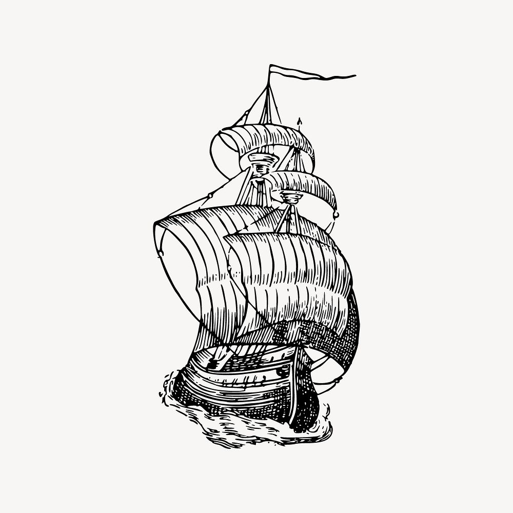 Sailboat clipart, illustration vector. Free public domain CC0 image.