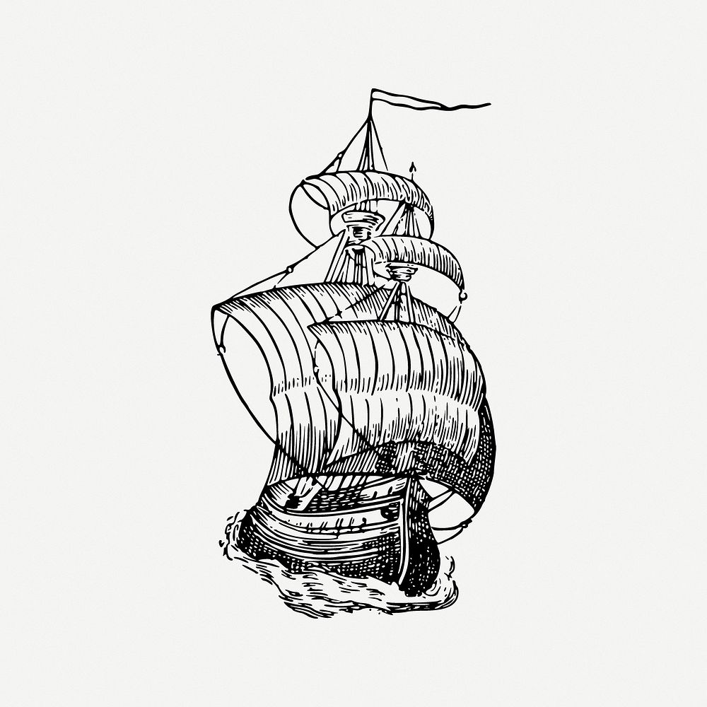 Sailboat clipart, illustration psd. Free public domain CC0 image.