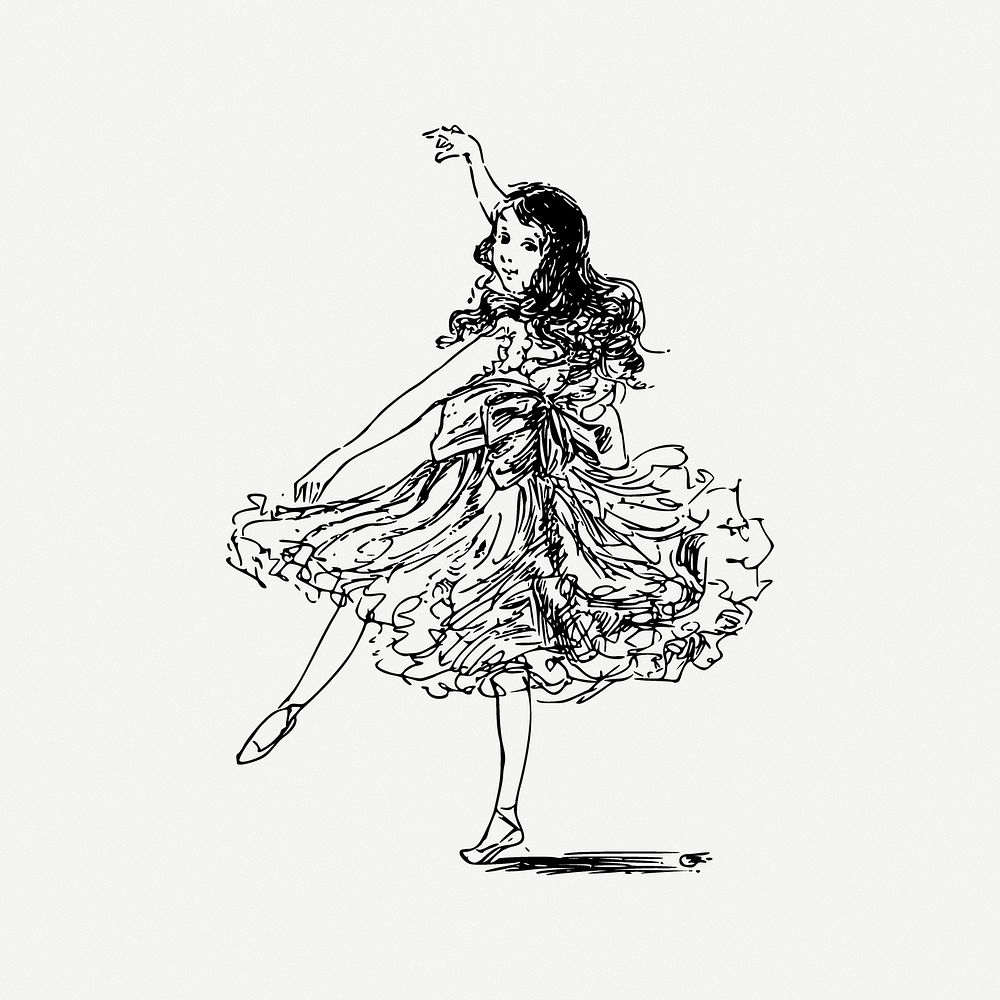 Dancing girl clipart, illustration psd. Free public domain CC0 image.