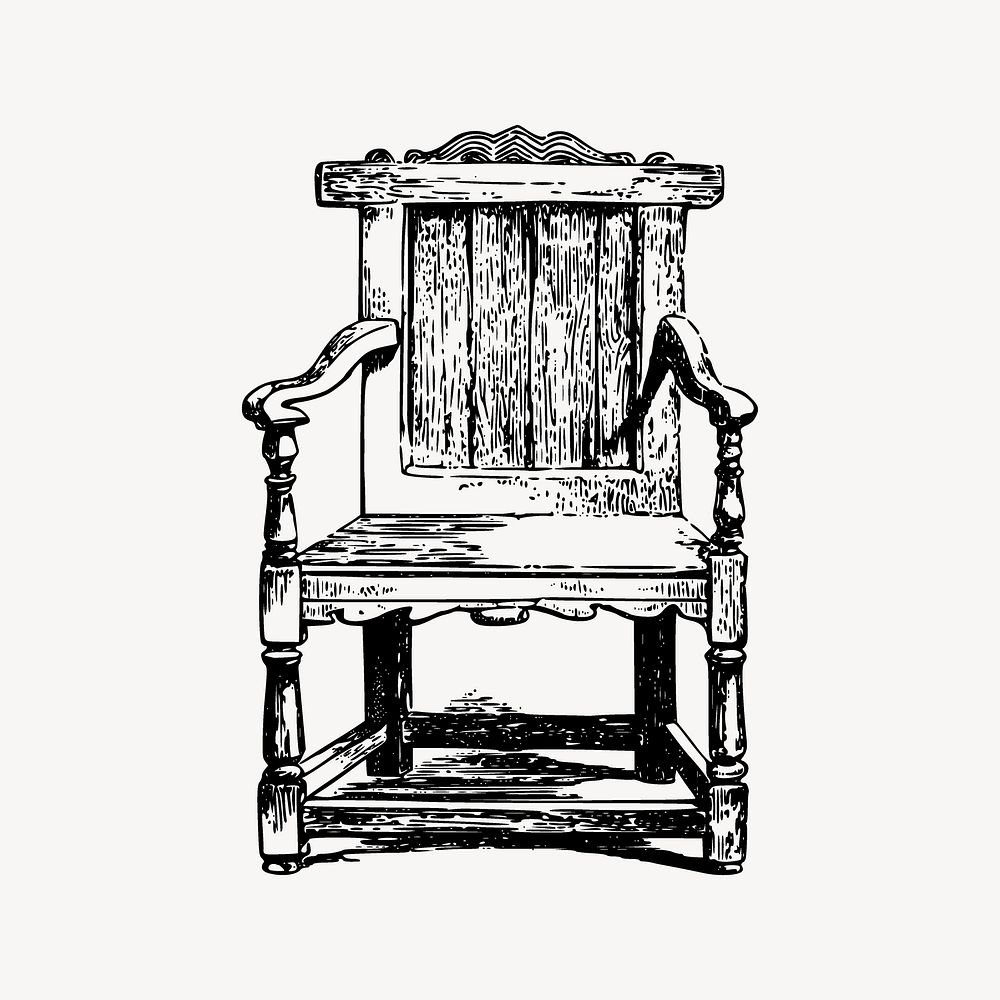 Wooden arm chair collage element vector. Free public domain CC0 image.