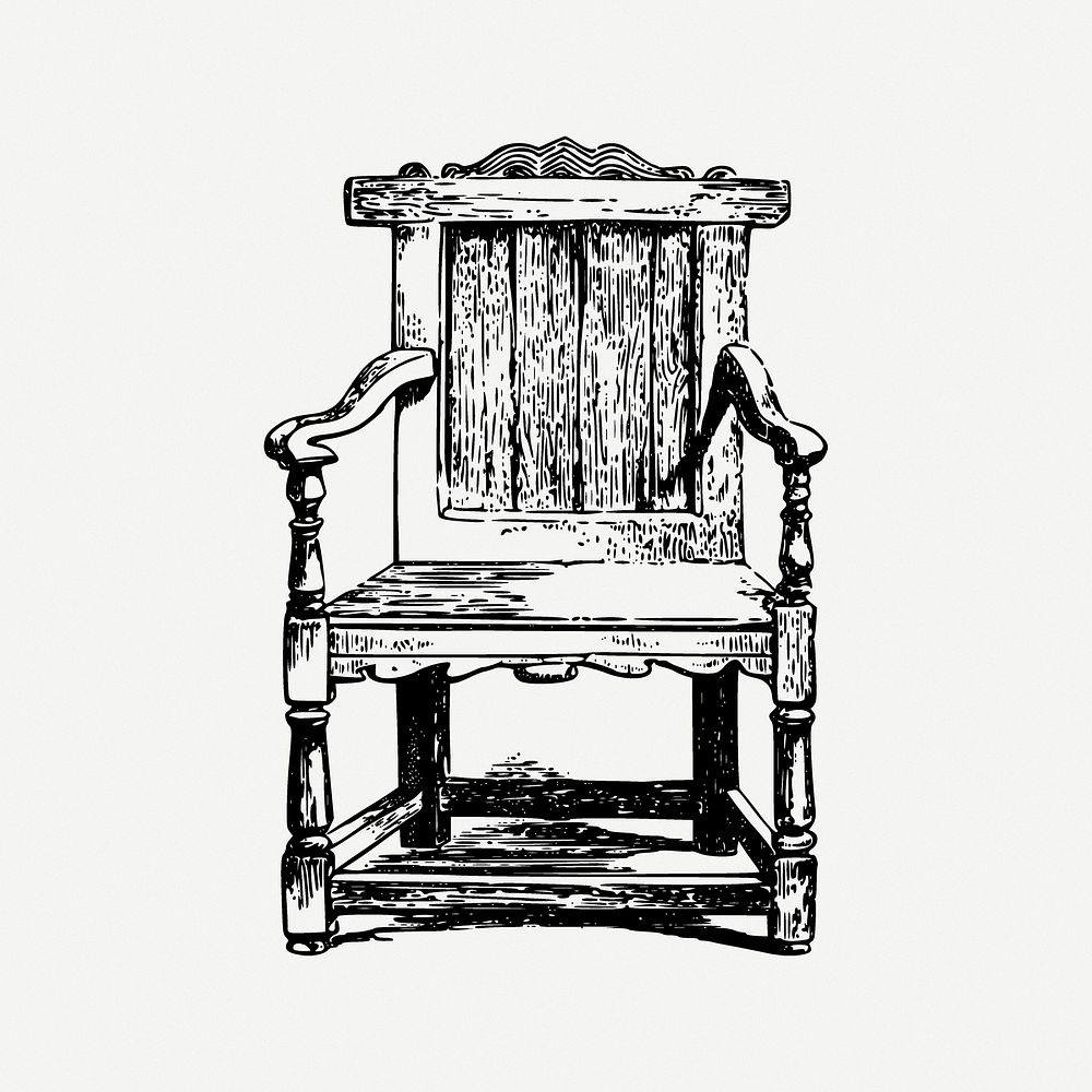 Wooden arm chair collage element psd. Free public domain CC0 image.