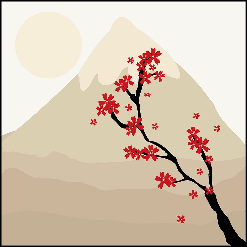 Floral mountain landscape background vector. Free public domain CC0 image.