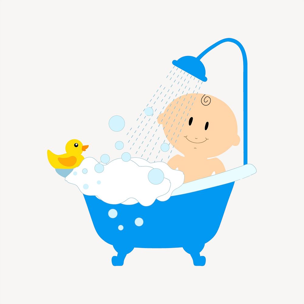 Baby bath clipart, illustration psd. Free public domain CC0 image.