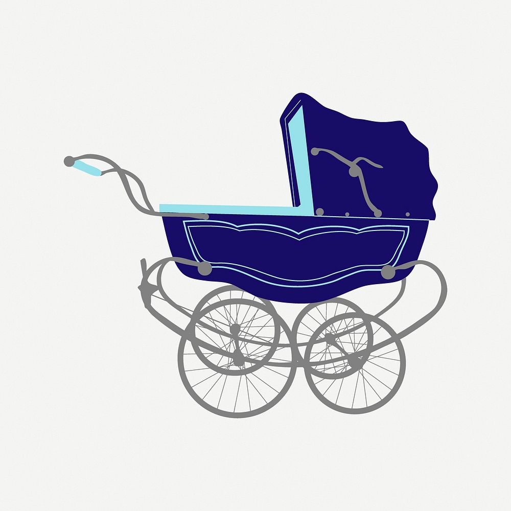 Baby stroller clipart, illustration psd. Free public domain CC0 image.