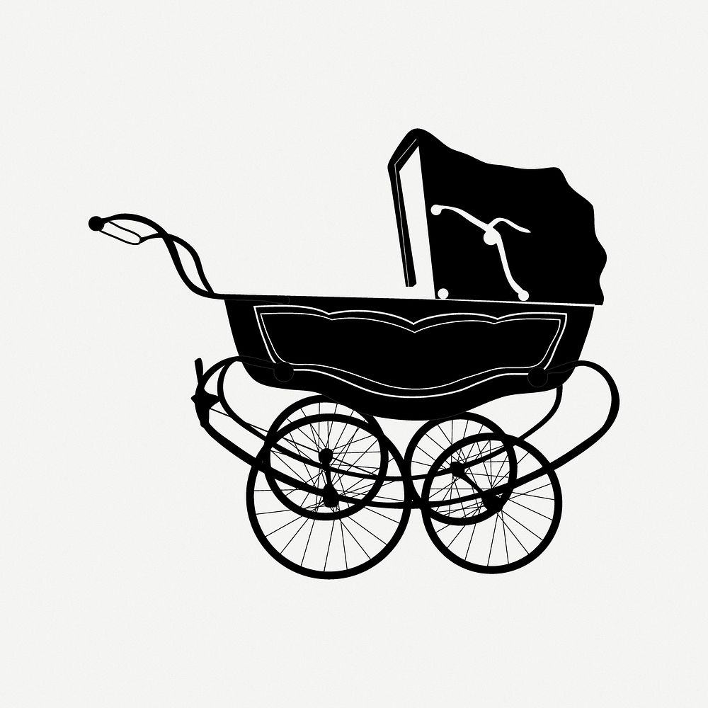 Baby stroller clipart, illustration psd. Free public domain CC0 image.