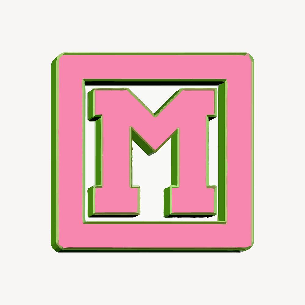 M alphabet collage element psd. Free public domain CC0 image.