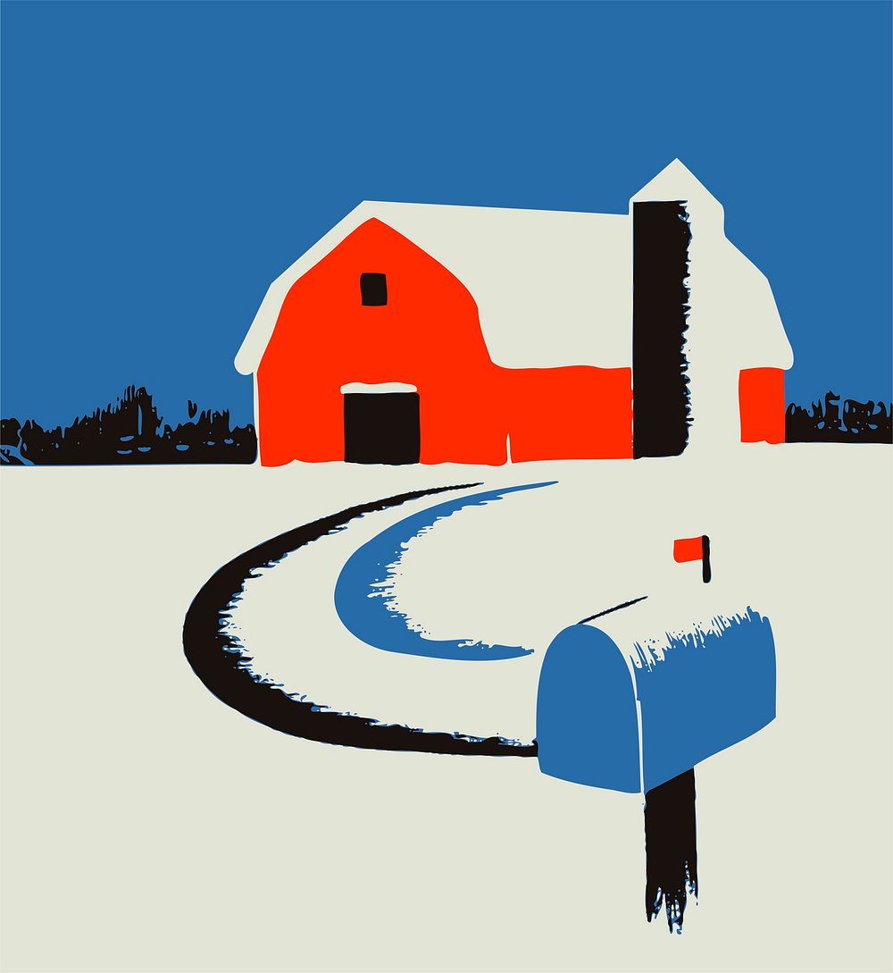 Winter barn clip  art. Free public domain CC0 image. 