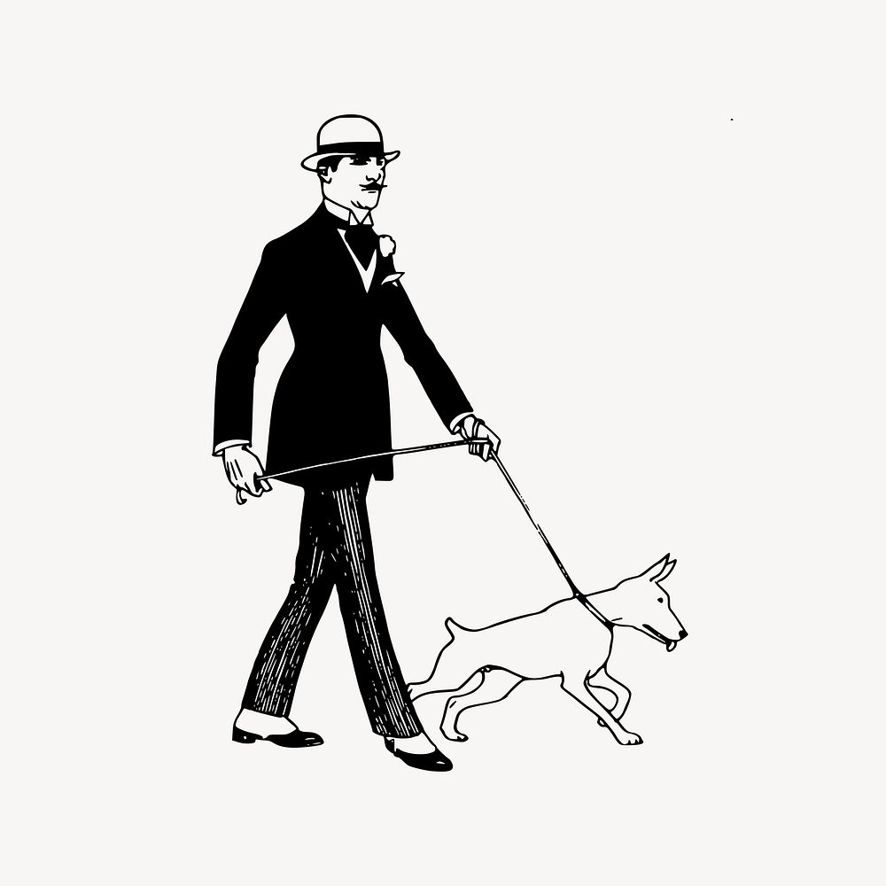 Dog walking clip art vector. Free public domain CC0 image.