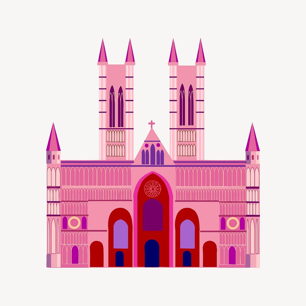 Pink castle clip  art. Free public domain CC0 image. 