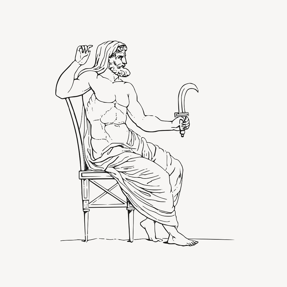 Cronus greek god clip art vector. Free public domain CC0 image.