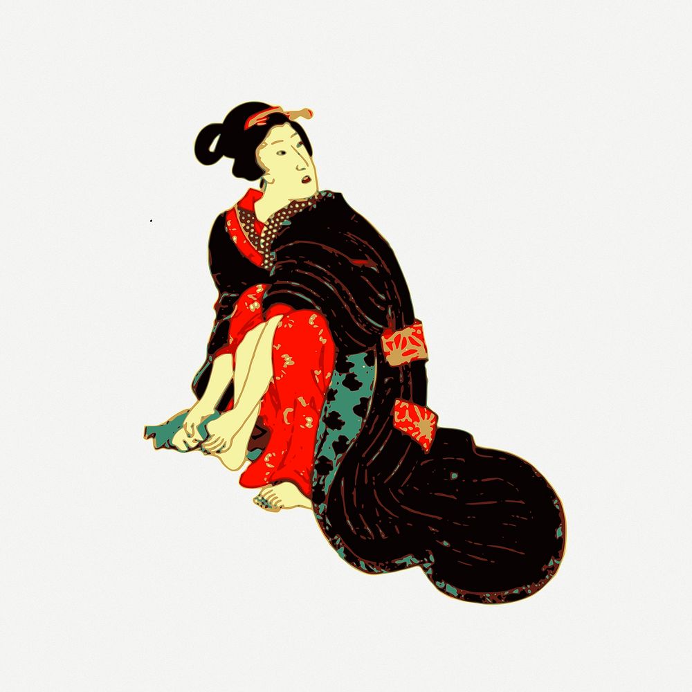 Japanese woman clip art psd. Free public domain CC0 image.