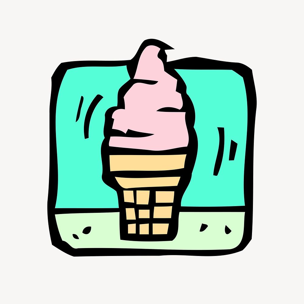 Soft serve ice cream illustration. Free public domain CC0 image.