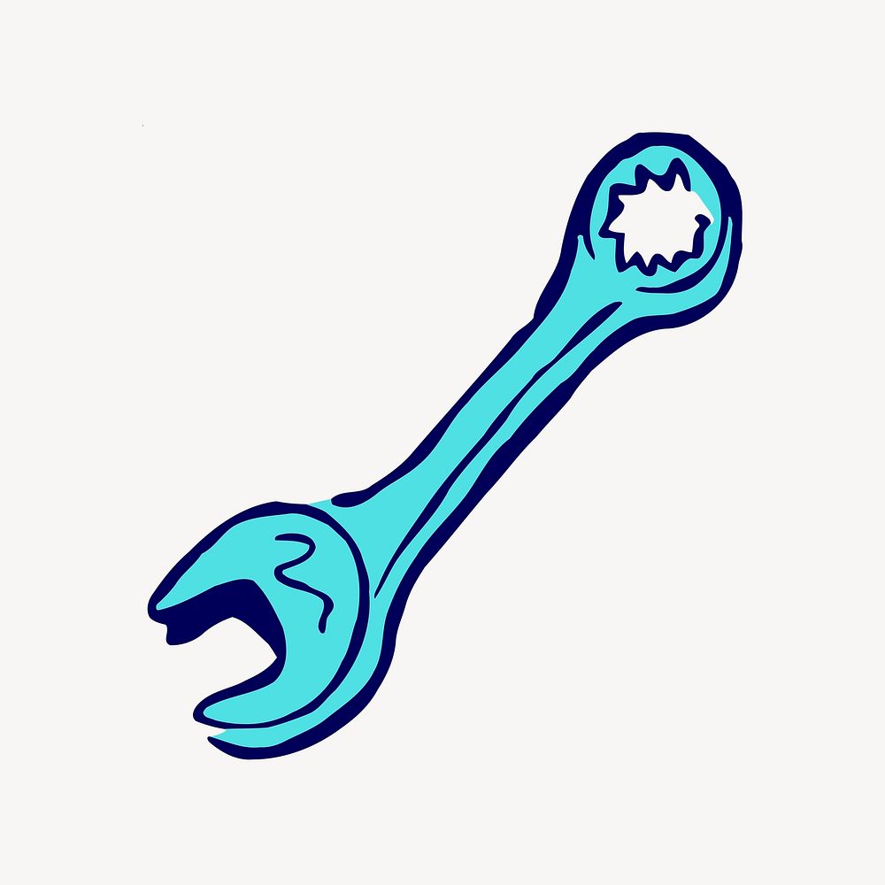 Blue wrench clip  art. Free public domain CC0 image. 