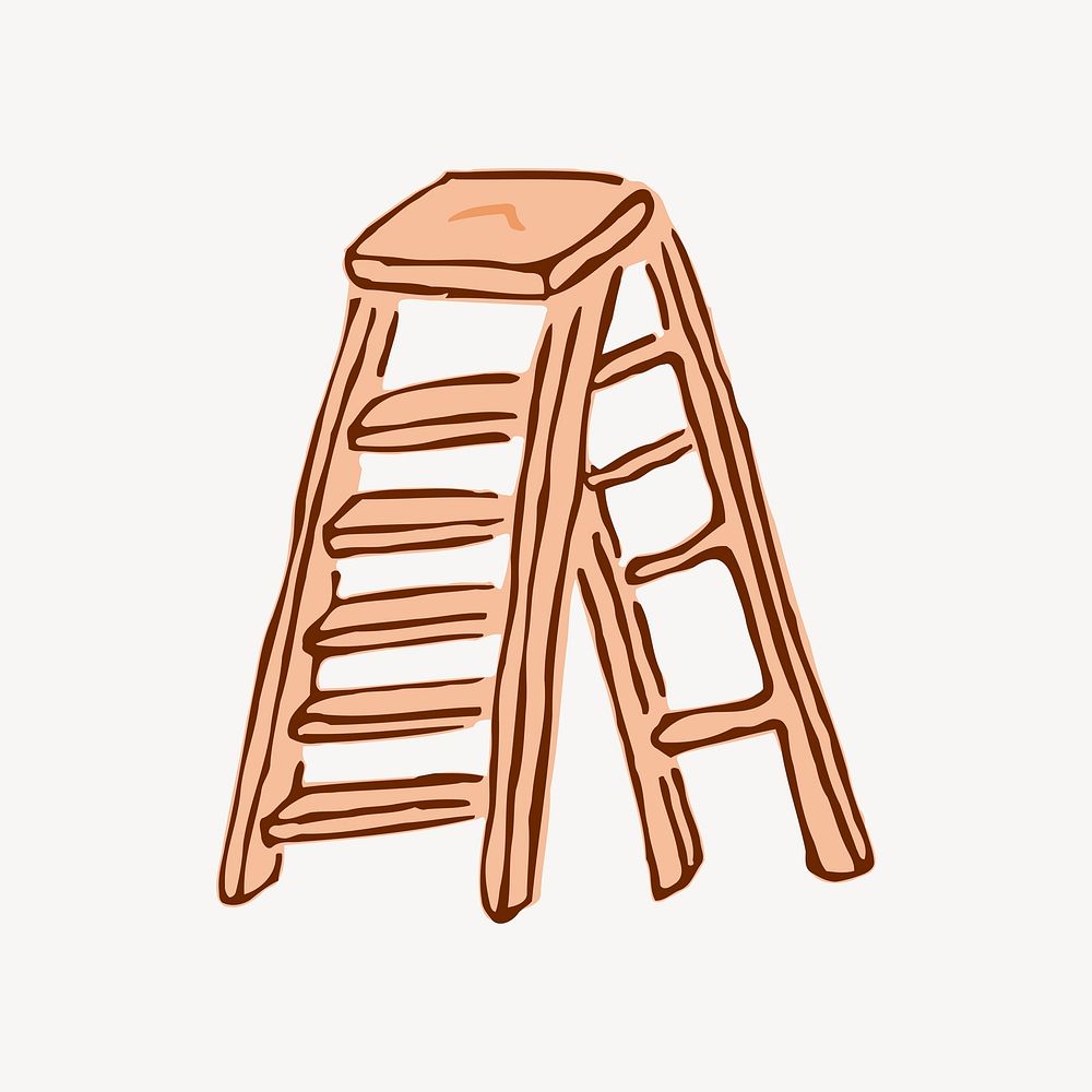 Wooden step ladder clip art psd. Free public domain CC0 image.