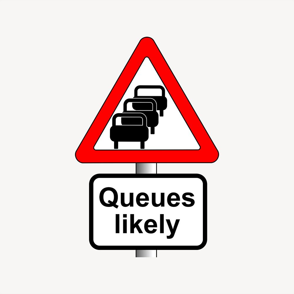 Traffic queues sign clip art psd. Free public domain CC0 image.