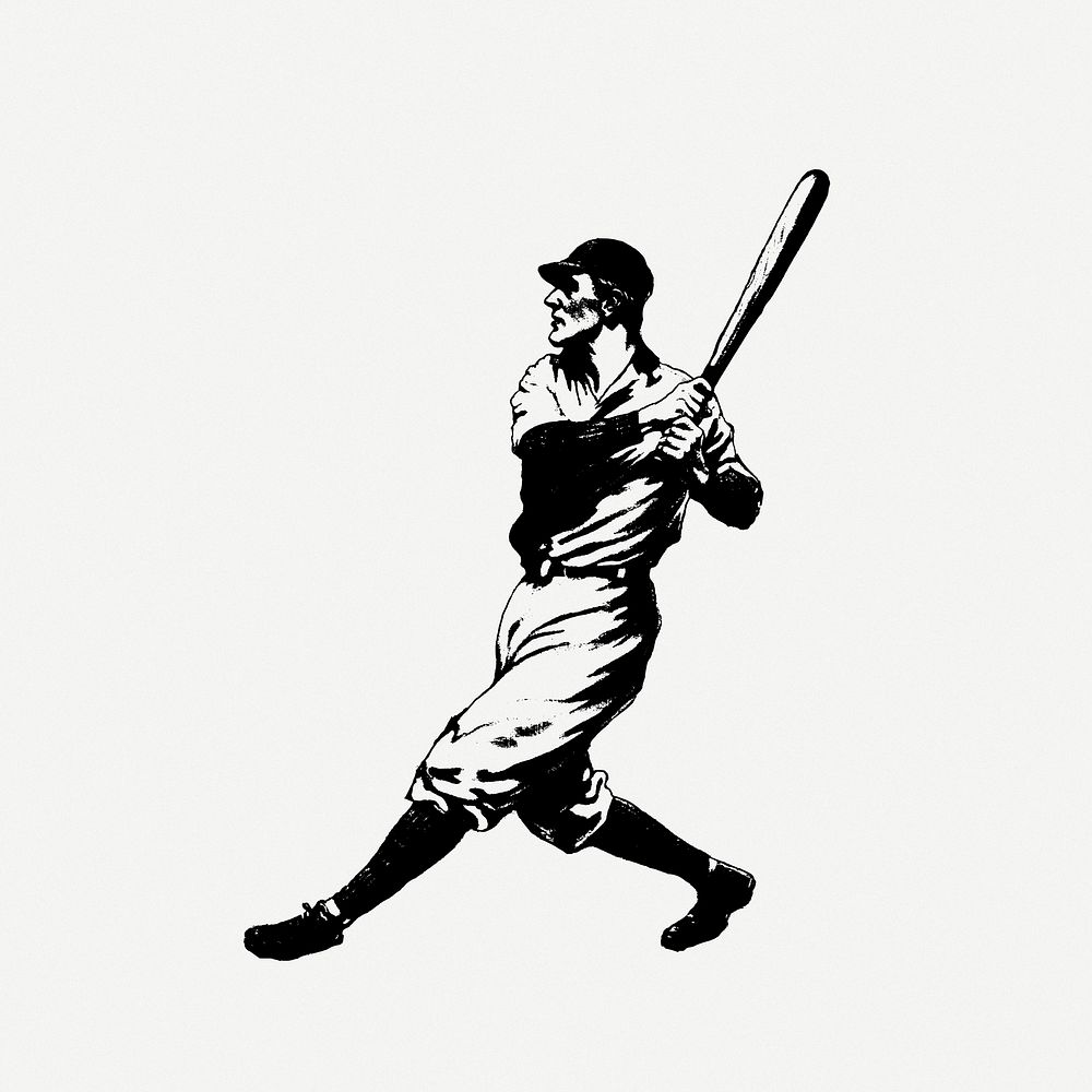 Baseball player clip art psd. Free public domain CC0 image.