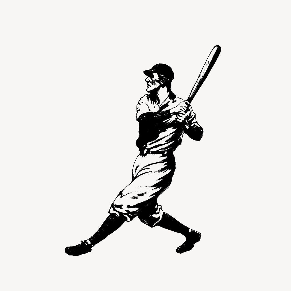 Baseball player clip art vector. Free public domain CC0 image.