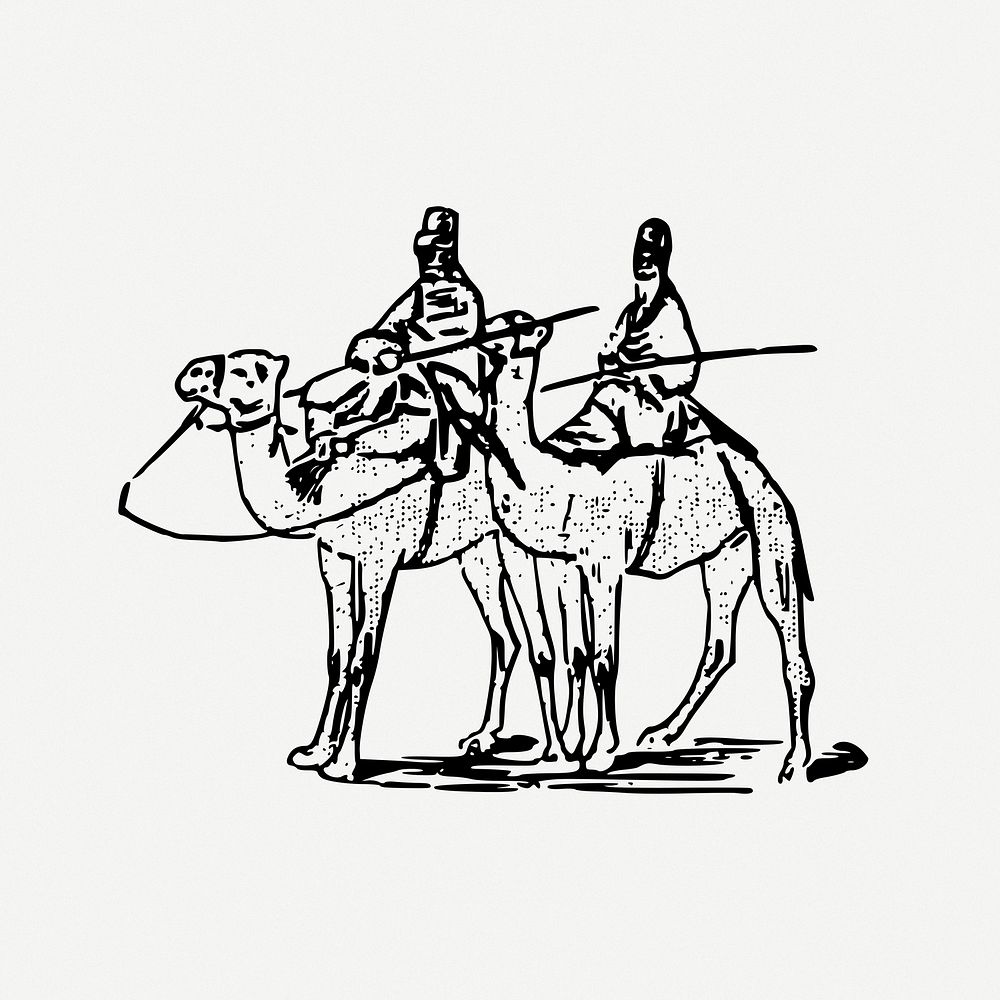 Caravan of camels clip art psd. Free public domain CC0 image.
