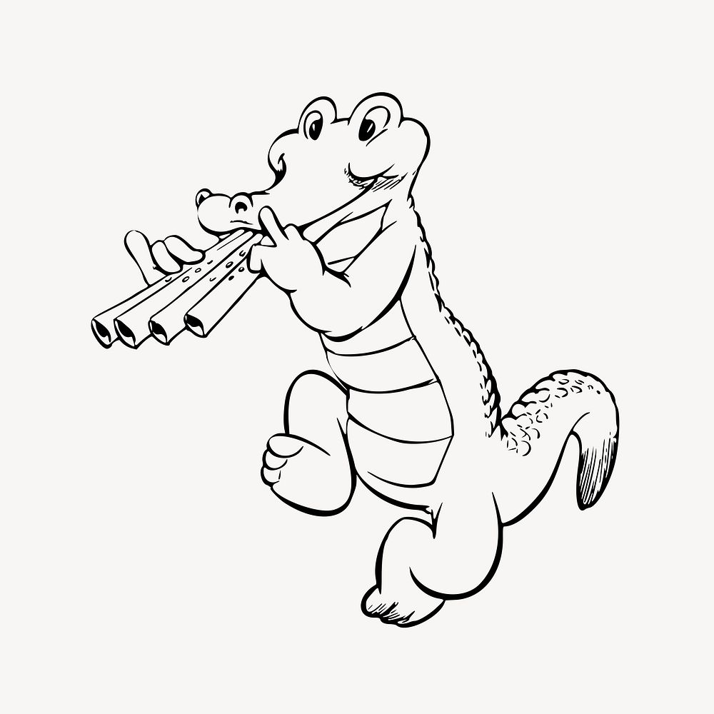 Musician crocodile clip art psd. Free public domain CC0 image.