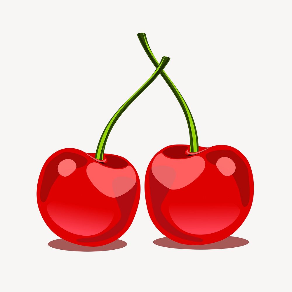 Red cherry clipart vector. Free public domain CC0 image.