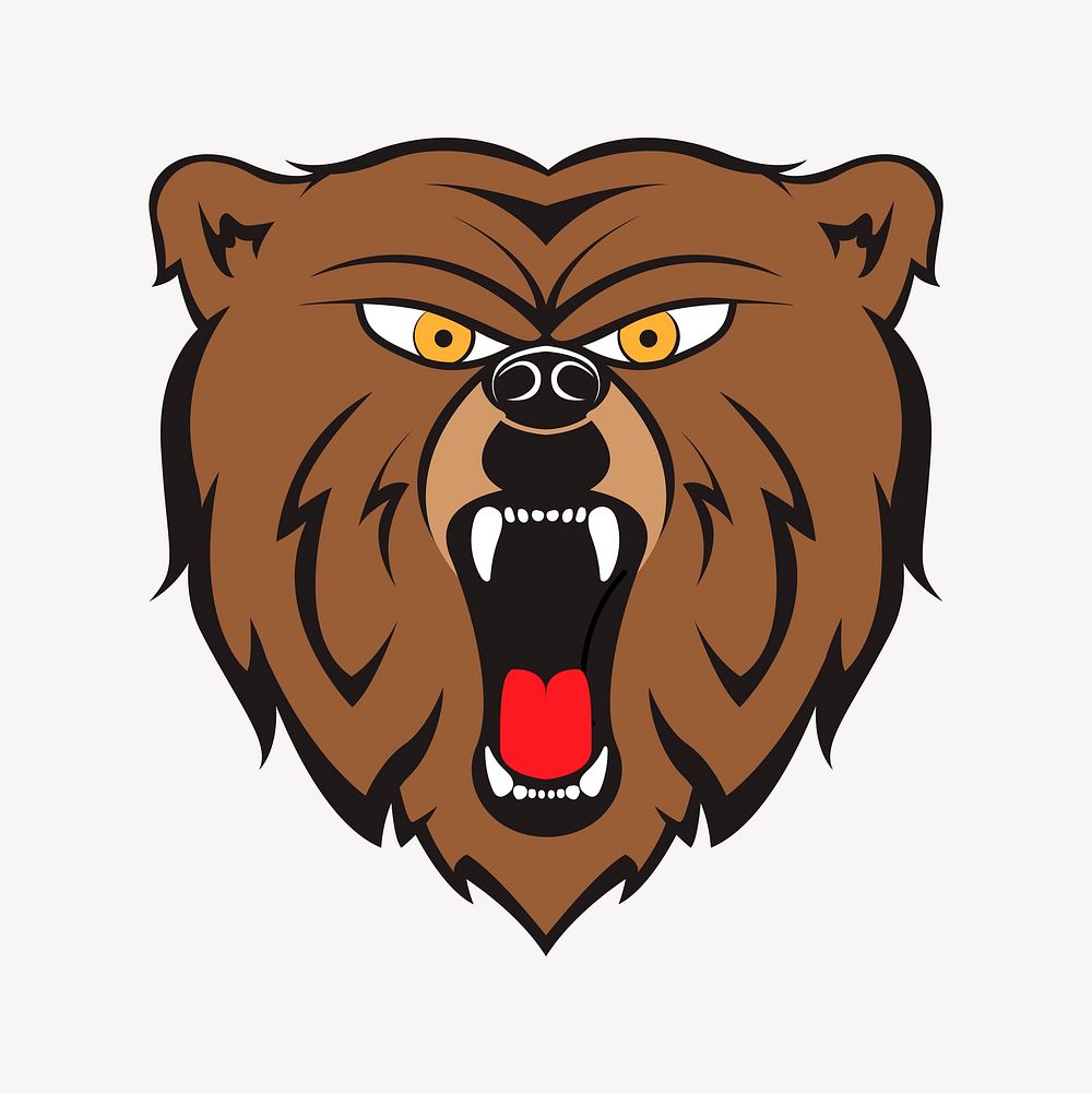 Angry bear illustration. Free public domain CC0 image.