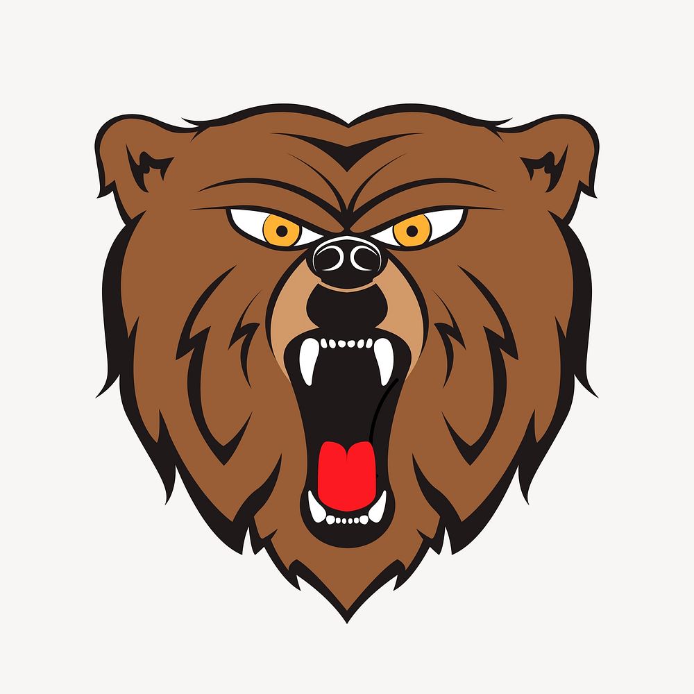 Angry bear clipart psd. Free public domain CC0 image.