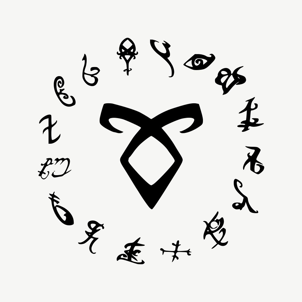 Angelic power rune symbols clip art vector. Free public domain CC0 image.