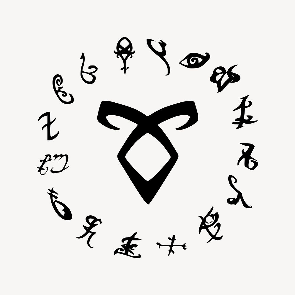 Angelic power rune symbols clip art psd. Free public domain CC0 image.