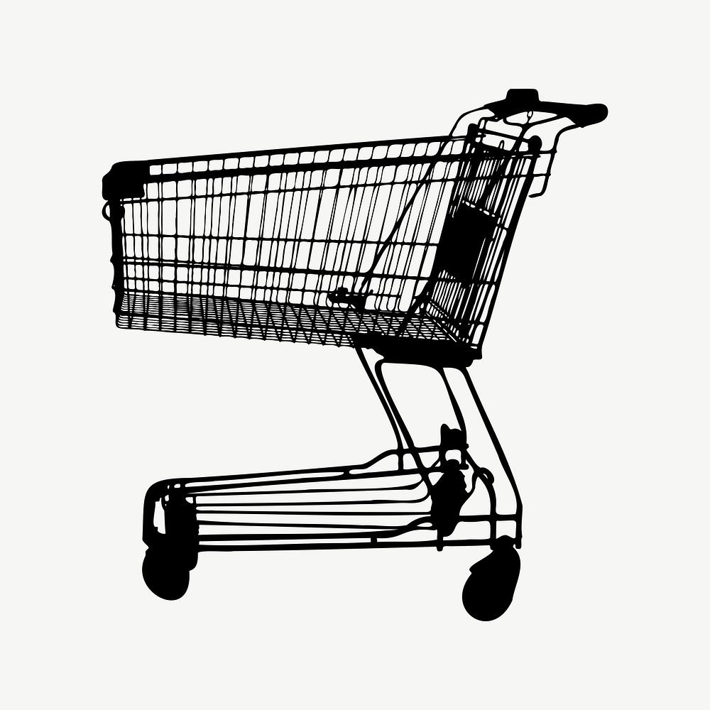 Shopping cart illustration vector. Free public domain CC0 image.