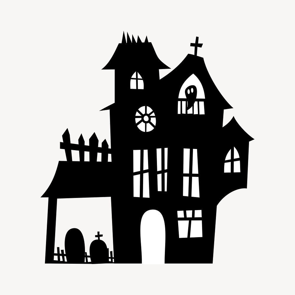 Haunted house, Halloween clip art vector. Free public domain CC0 image.