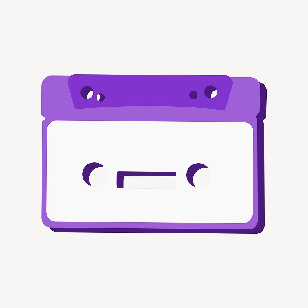 Purple cassette tape illustration. Free public domain CC0 image.