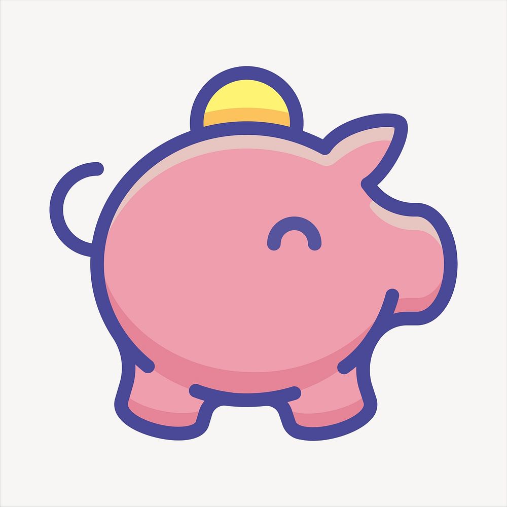 Piggy bank illustration. Free public domain CC0 image.