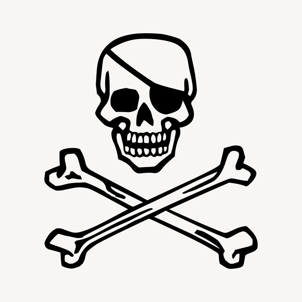 Pirate skull clipart illustration psd. Free public domain CC0 image.