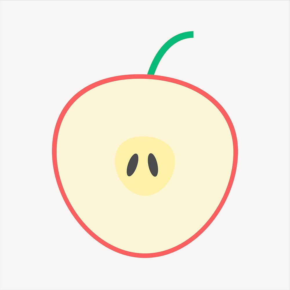 Half apple illustration vector. Free public domain CC0 image.