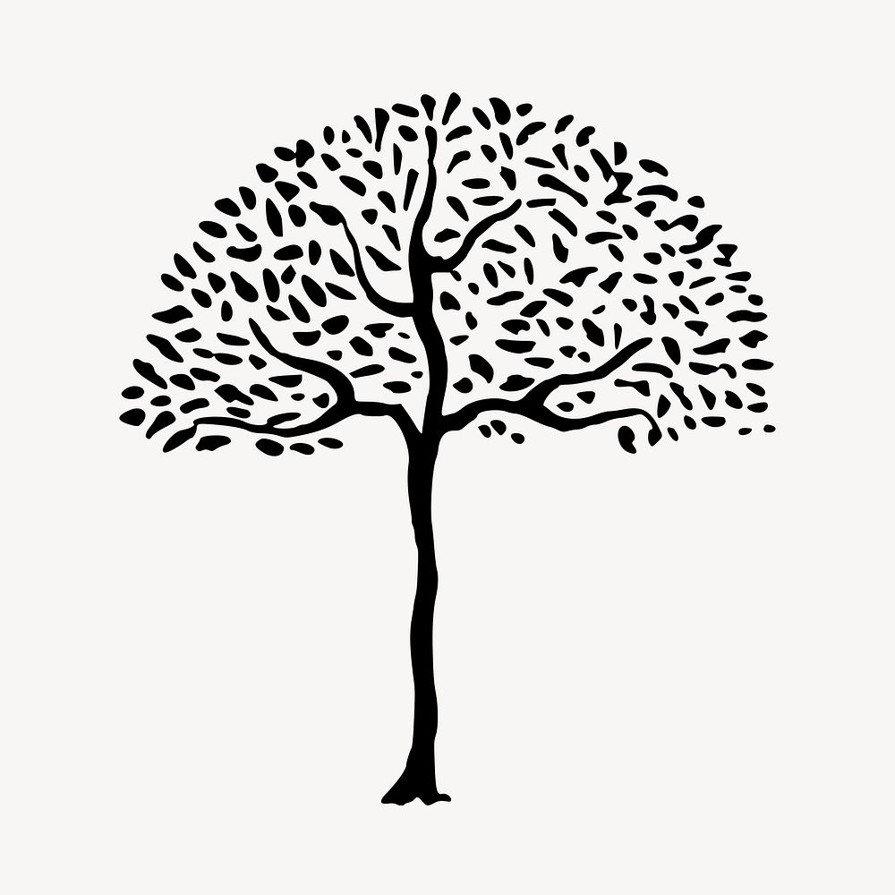 Silhouette tree illustration. Free public domain CC0 image.