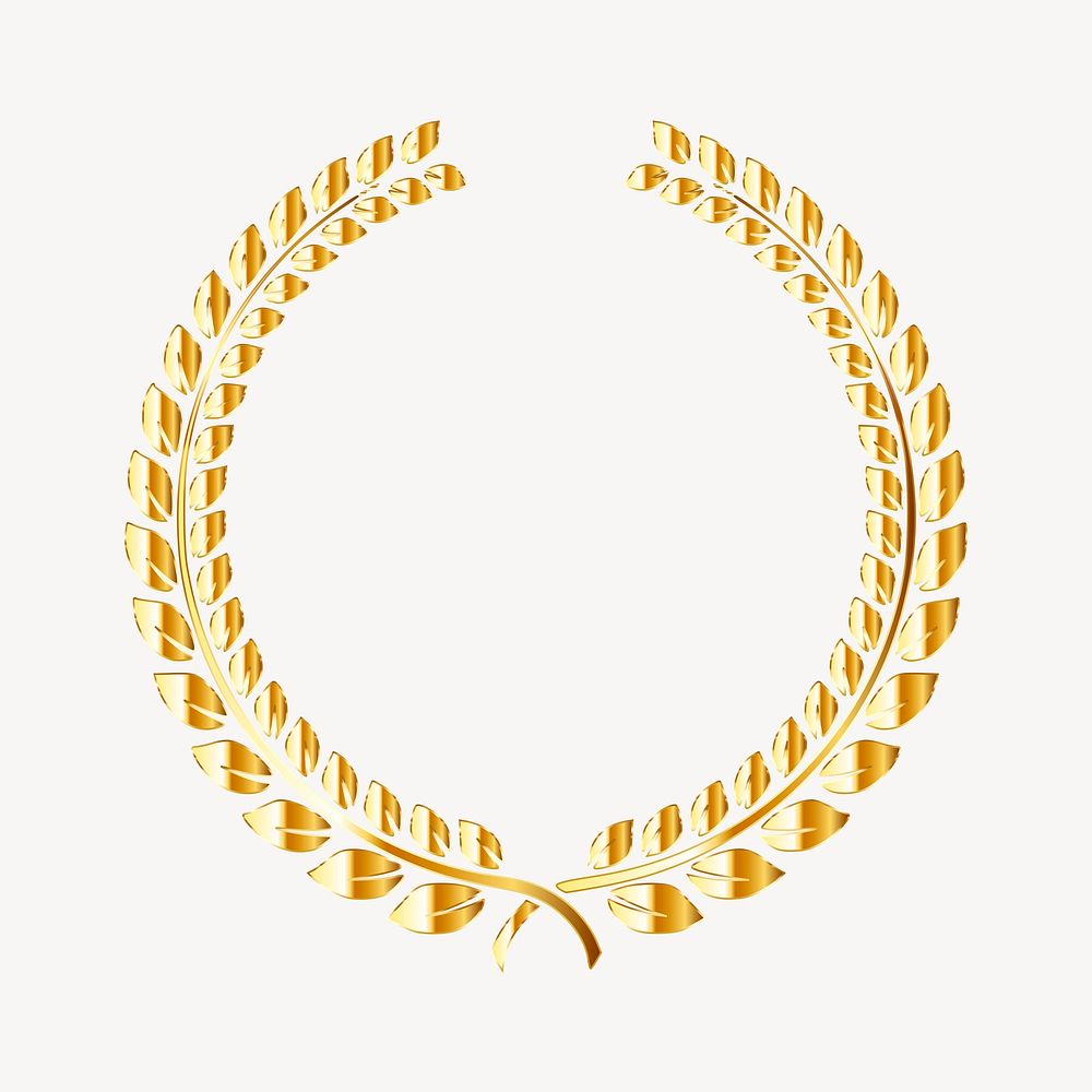 Gold laurel wreath clipart illustration psd. Free public domain CC0 image.