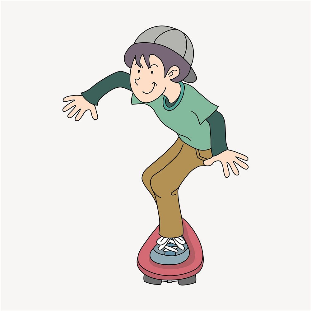 Male skater illustration. Free public domain CC0 image.