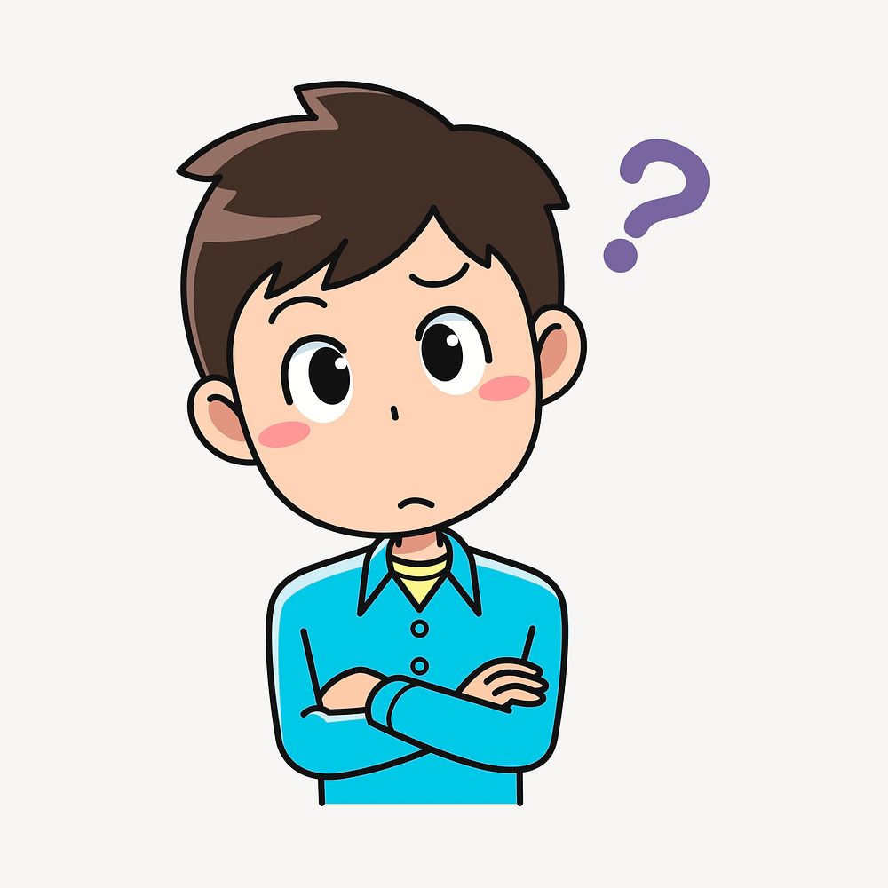 Doubtful boy clip art psd. | Free PSD - rawpixel