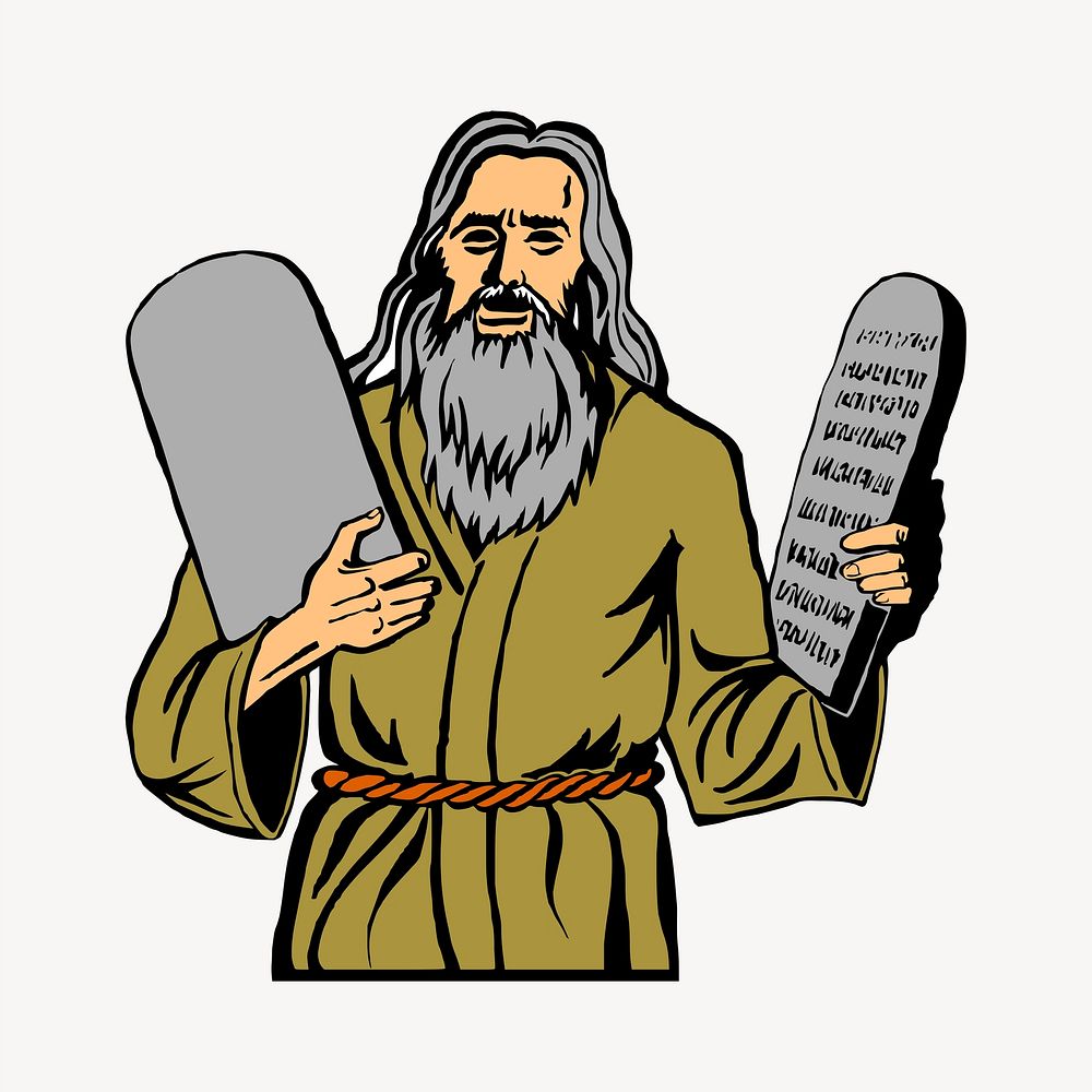 Moses and the ten commandments illustration vector. Free public domain CC0 image.