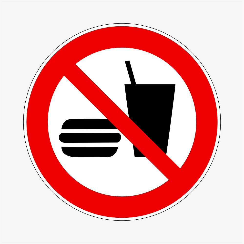 Food not allowed sign clipart illustration vector. Free public domain CC0 image.
