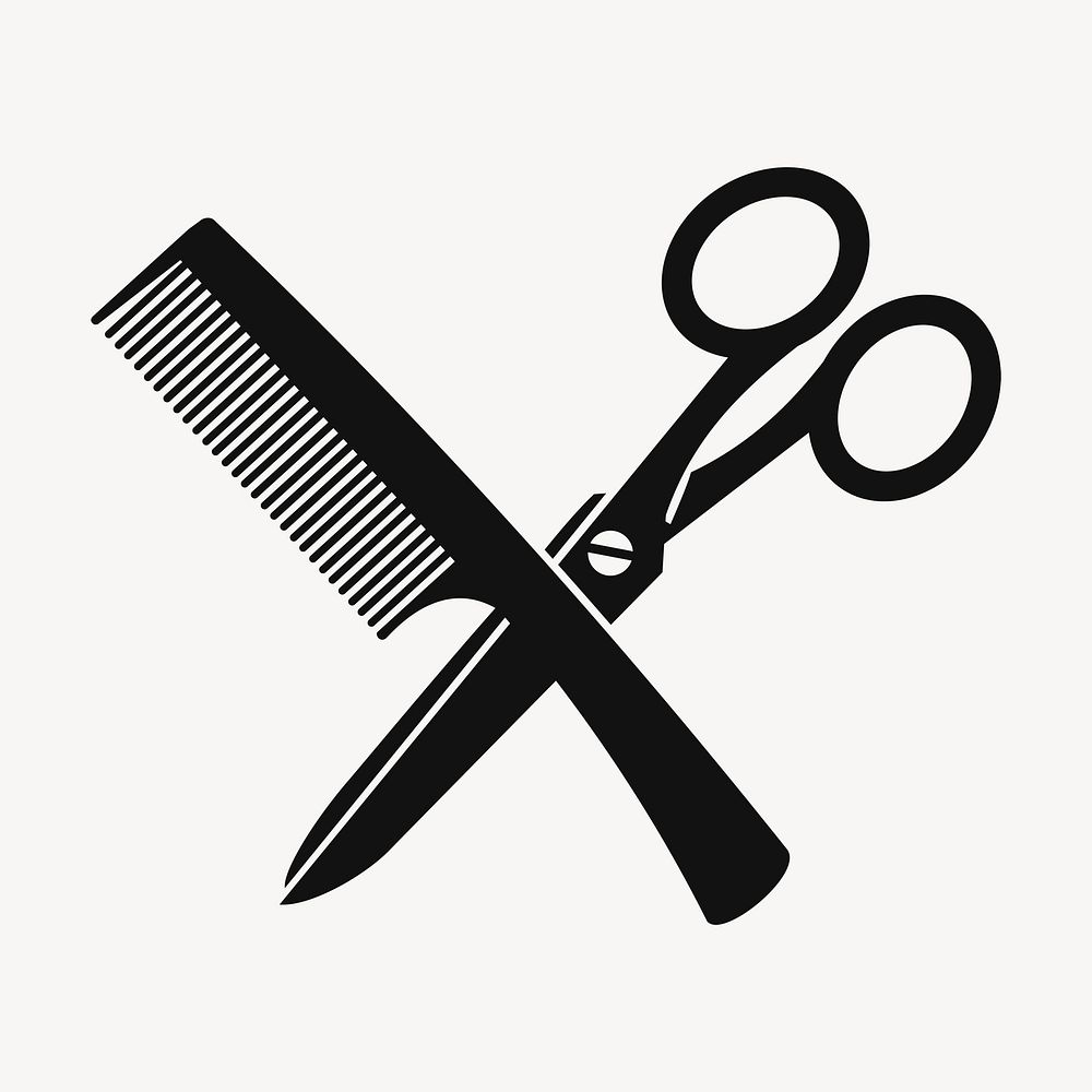 Comb and scissors illustration psd. Free public domain CC0 image.