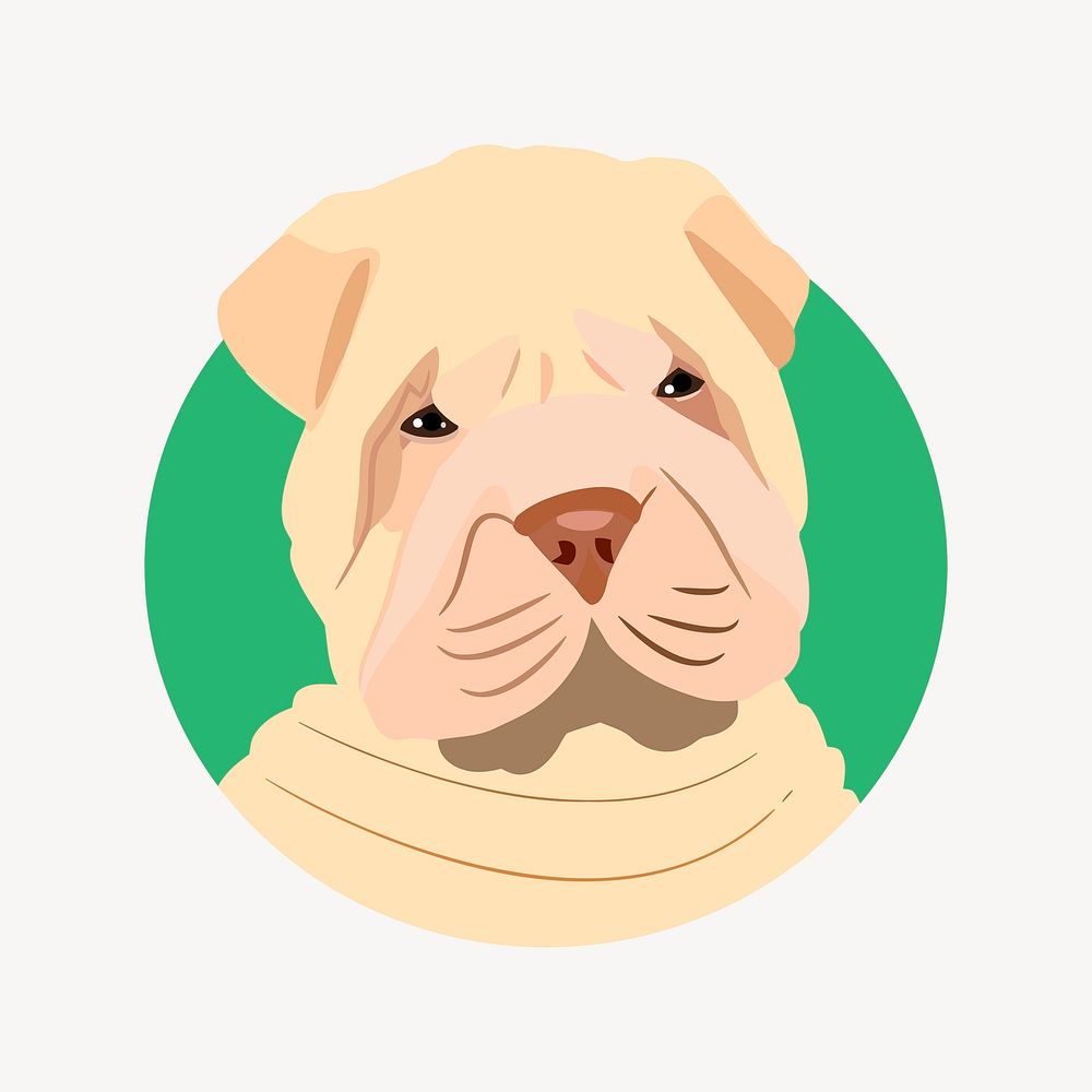 Shar Pei dog illustration vector. Free public domain CC0 image.