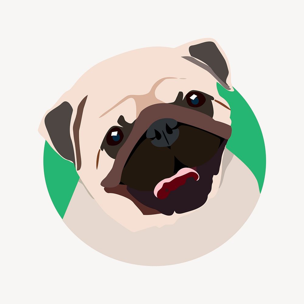 Pug dog illustration vector. Free public domain CC0 image.