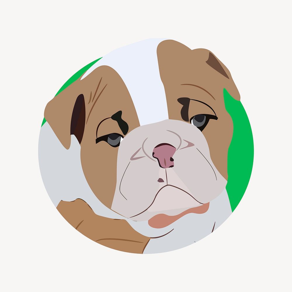 Bulldog dog illustration vector. Free public domain CC0 image.