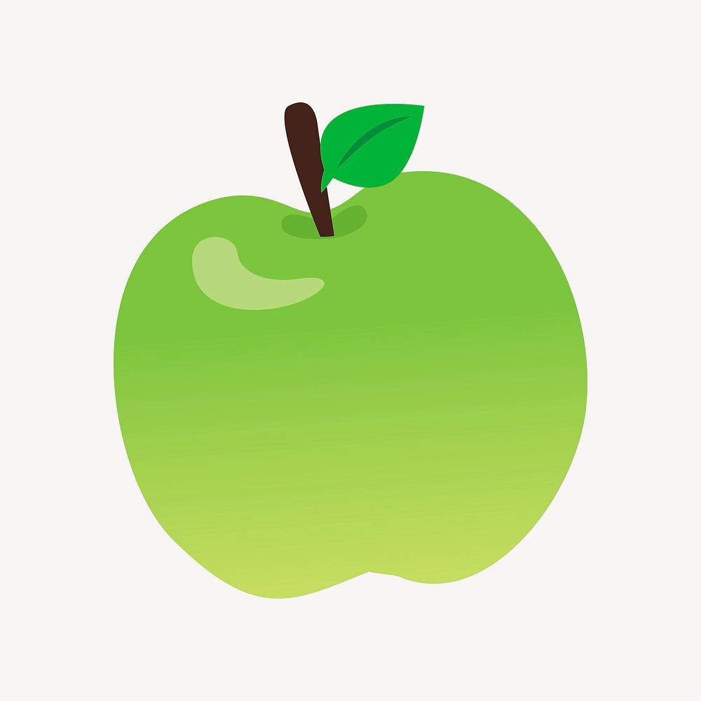 Green apple illustration. Free public domain CC0 image.