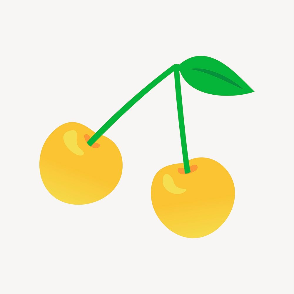 Yellow cherry illustration. Free public domain CC0 image.