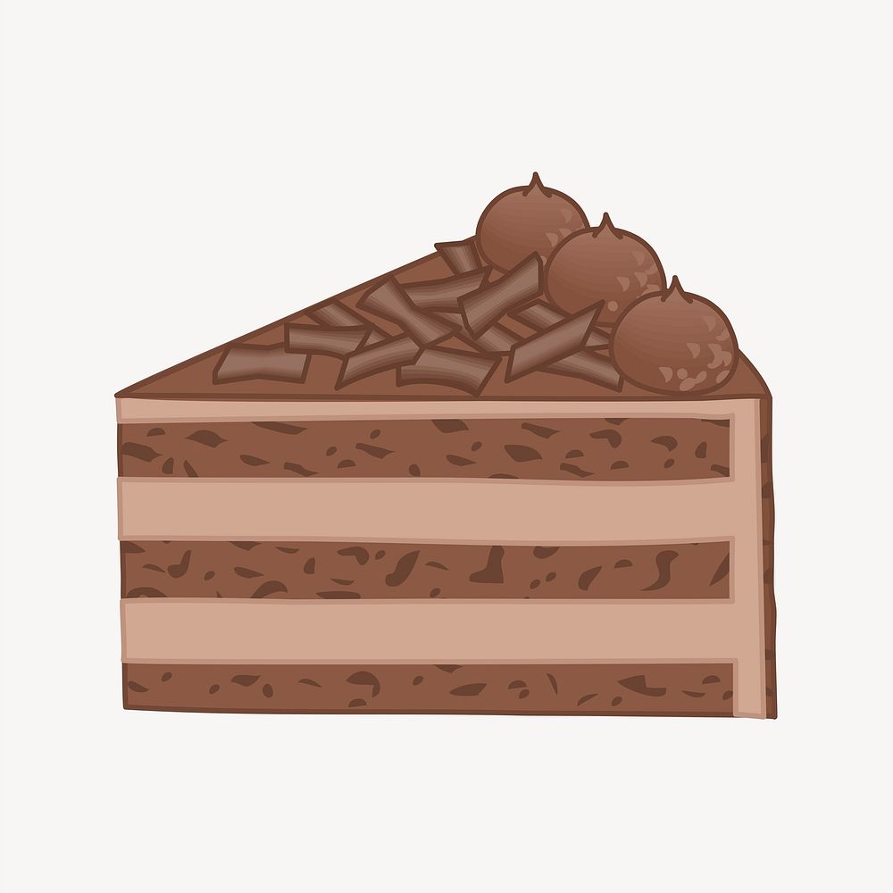 Chocolate cake illustration vector. Free public domain CC0 image.