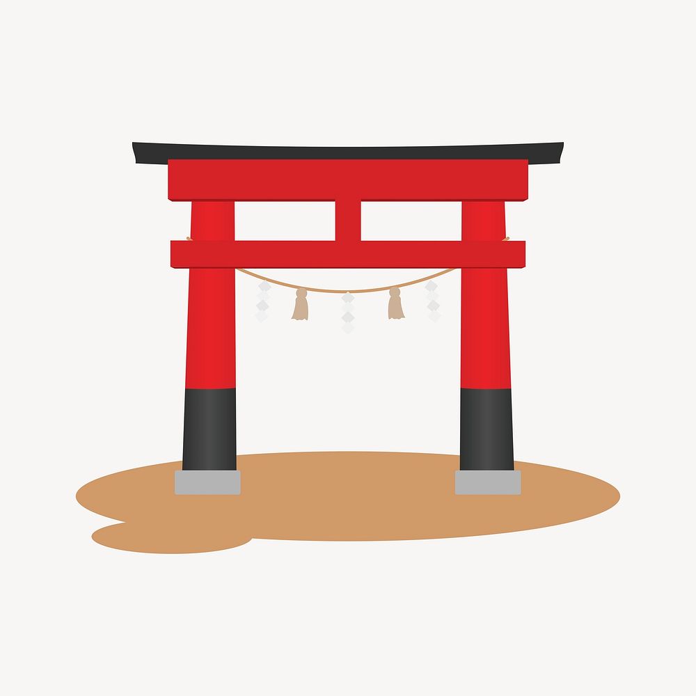 Japanese Torii gate illustration. Free public domain CC0 image.