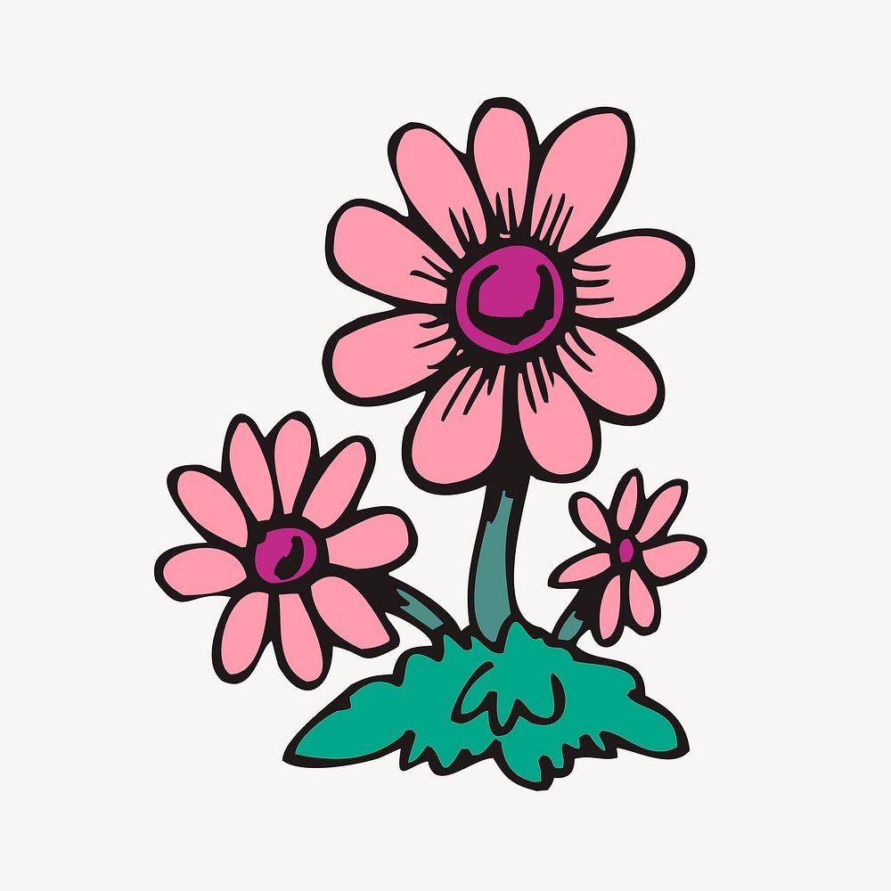 Flower illustration psd. Free public domain CC0 image.